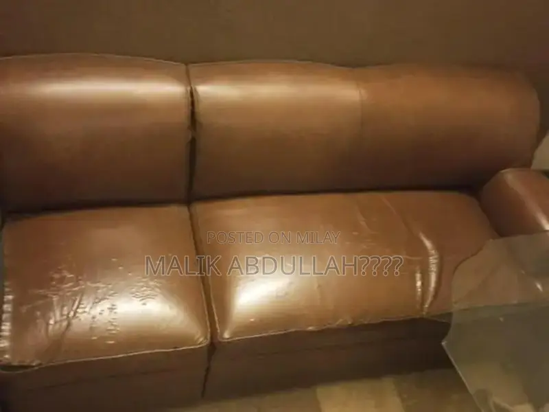 7-Seater Brown Leather Corner Sofa with Optional Side Table