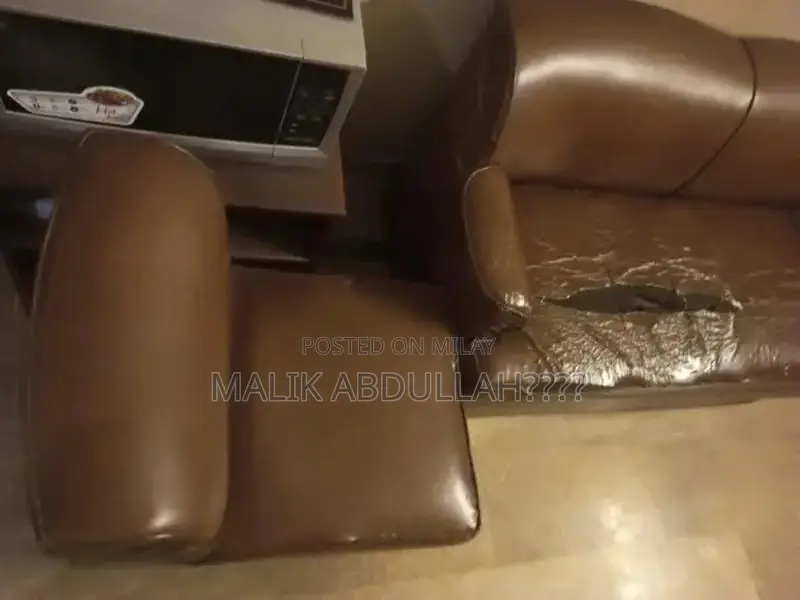 7-Seater Brown Leather Corner Sofa with Optional Side Table