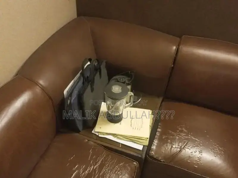 7-Seater Brown Leather Corner Sofa with Optional Side Table