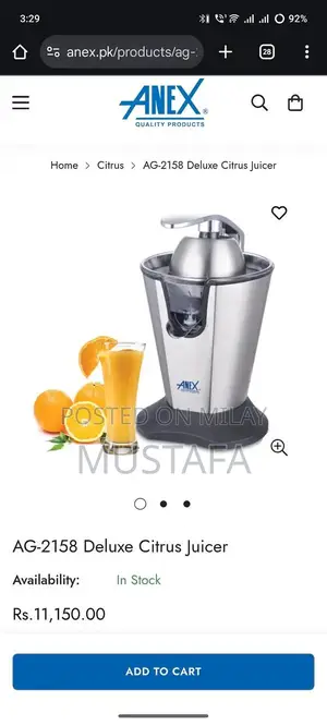 Photo - Anex Citrus Juicer - Compact Home Juicing Solution