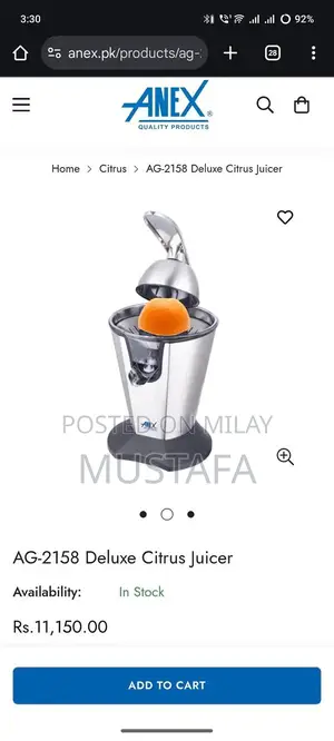 Anex Citrus Juicer - Compact Home Juicing Solution