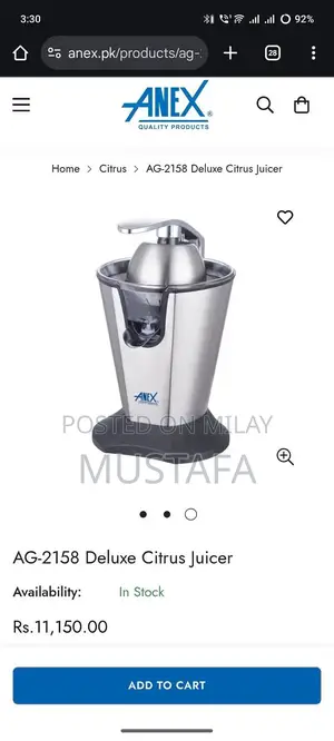 Anex Citrus Juicer - Compact Home Juicing Solution