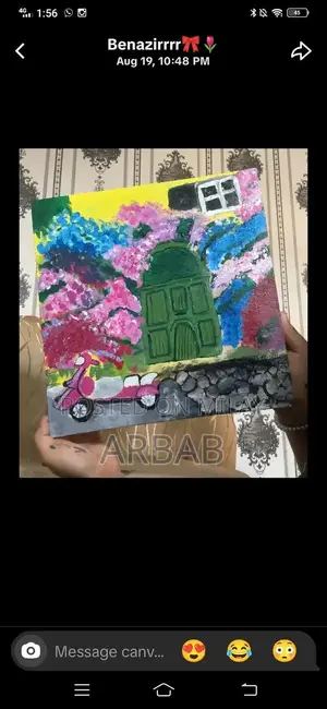 Photo - Hand-painted scooter canvas  wall art