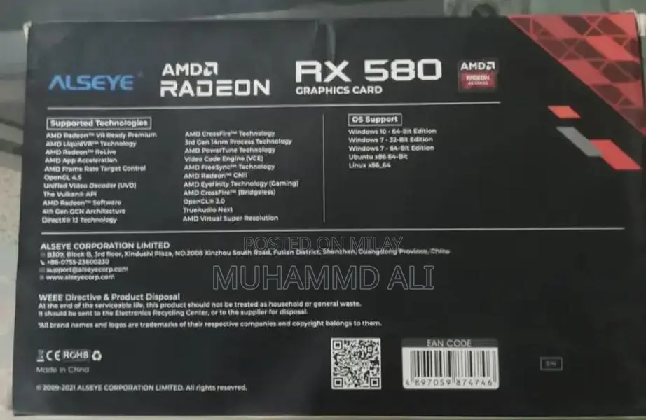 Alseye RX 580 8GB Graphics Card