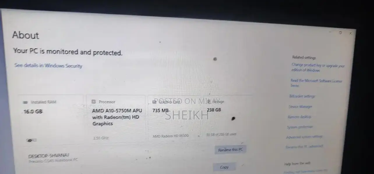 HP Envy Laptop - 16GB RAM, 250GB SSD, Partial Functionality