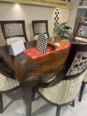 Photo - Brand New Premium Shisham Wood Dining Table (6 Chairs + Glass Top)