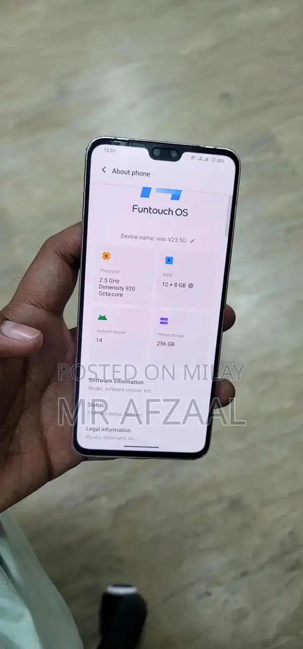 vivo V23 ram 12+8/ 256 gb good Condition