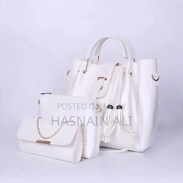 3-Piece Women's PU Leather Shoulder Bag Set with Makeup Bag and Pouch