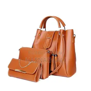 3-Piece Women's PU Leather Shoulder Bag Set with Makeup Bag and Pouch