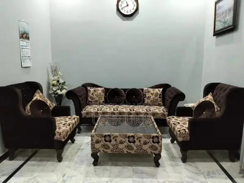 7-Seater Sofa Set with Dewan, Center Table, and Cushions