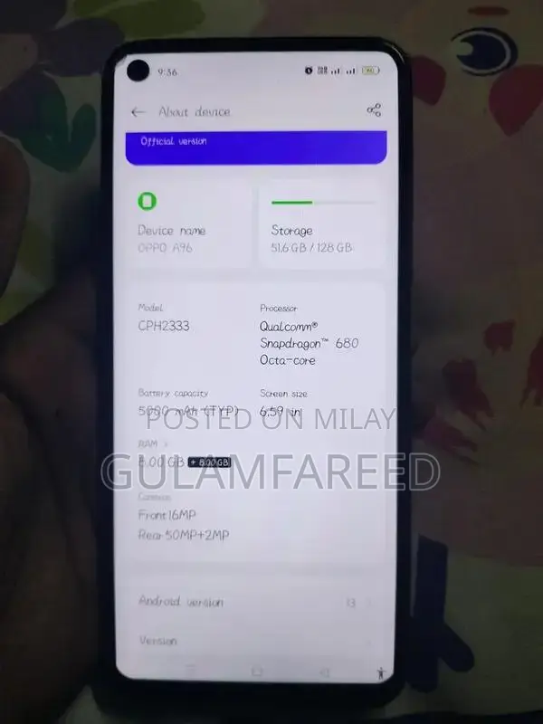 Oppo A96 Smartphone - Compact and Stylish Mobile Device