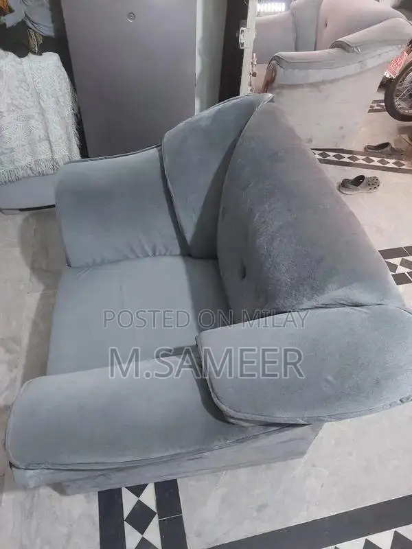 GREY CRUSH VELVET SOFA only 2 month use . Best condition