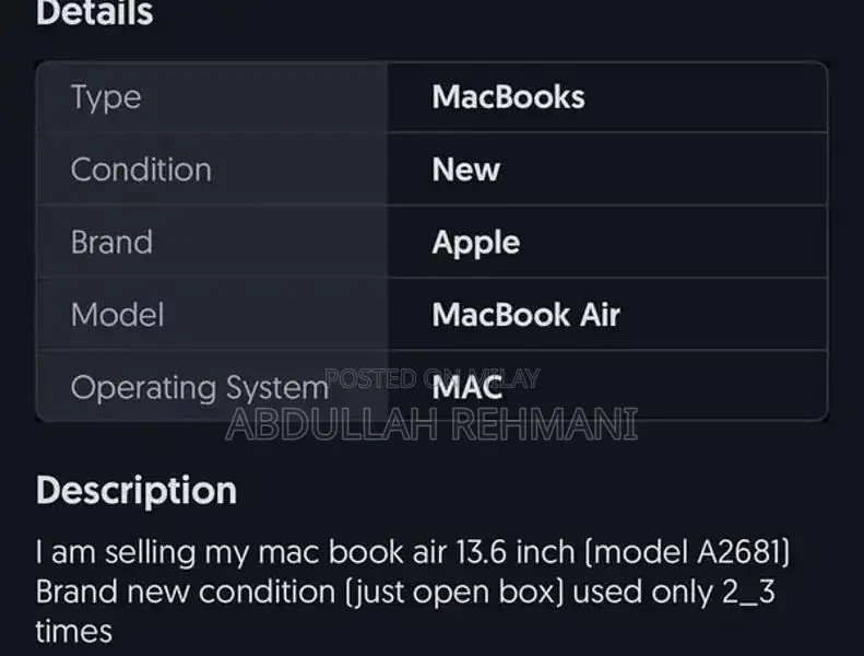 MacBook Air A2681 13.6-Inch Ultralight Laptop