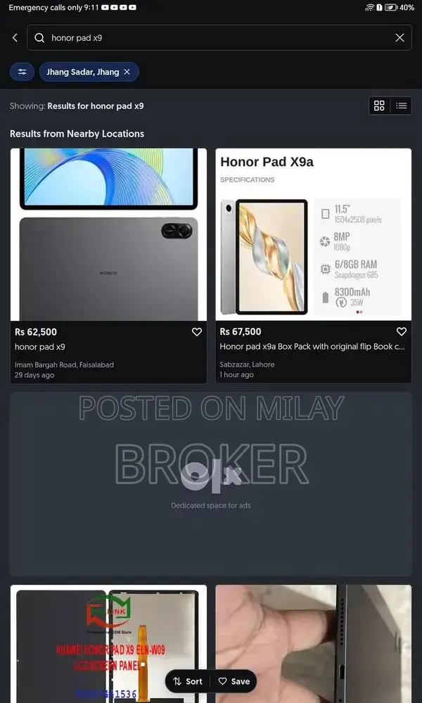 Honor Pad X9 Gaming Tablet with Glass Protection Option