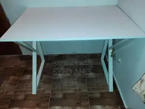 White Wooden Study Table with 2 Wall-Mounted Book Racks