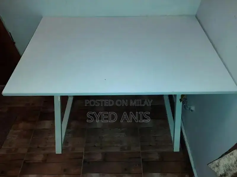 White Wooden Study Table with 2 Wall-Mounted Book Racks