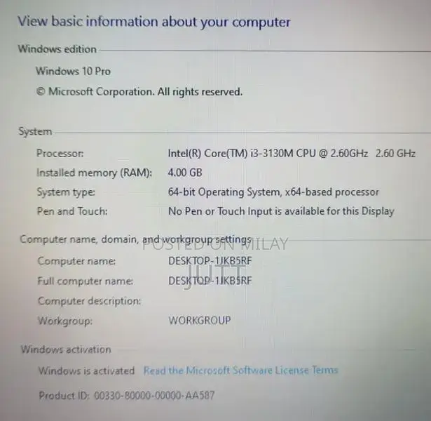 Intel Core i3 Laptop - Windows 10 Pro, 4GB RAM, 500GB Storage