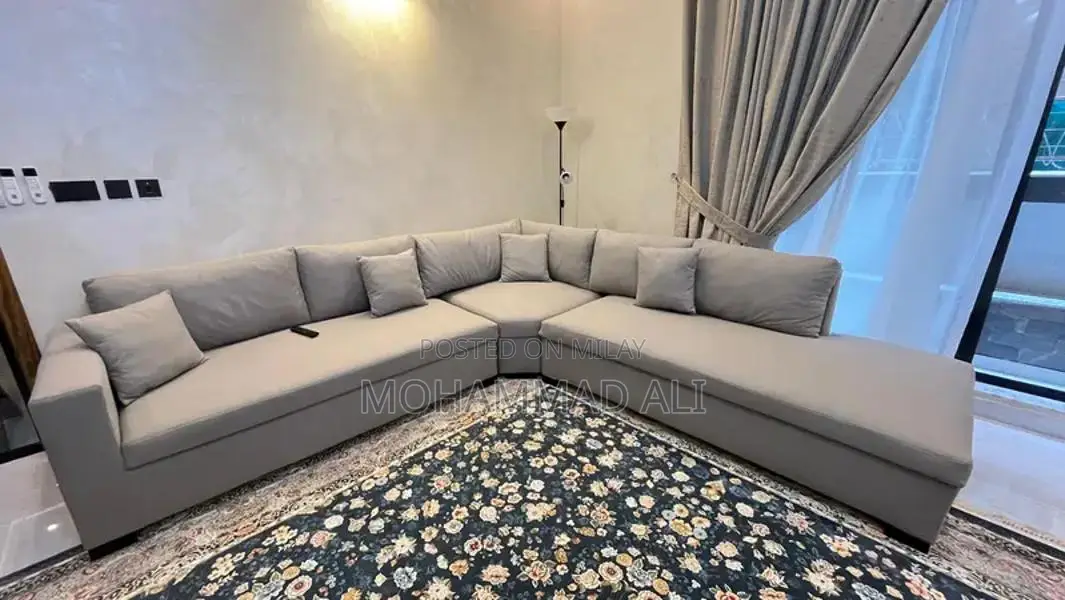 Large 11-Seater L-Shape Sectional Sofa in Light Gray