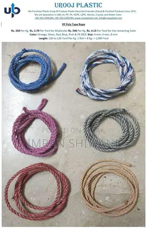 Photo - Multicolor PP Poly Tape Rope - Multiple Sizes