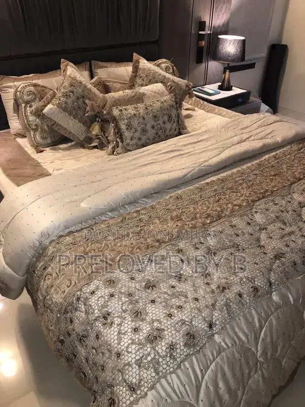Luxury Bridal Bed Set with Multiple Decorative Pillows