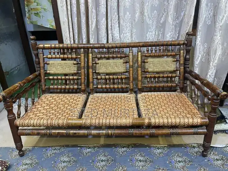 5 seater wooden Sofa Set and 2 side tables with free cushion