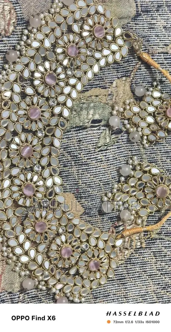 Kundan Bridal Artificial Jewelry Set - White and Pink Wedding Accessor