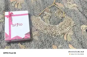 Kundan Bridal Artificial Jewelry Set - White and Pink Wedding Accessor