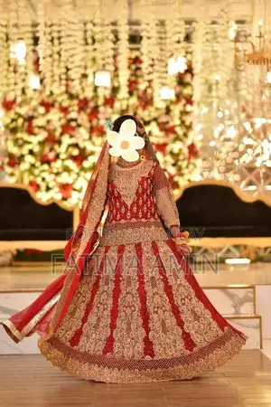 Red Chiffon Bridal Lehenga with Golden Embroidery