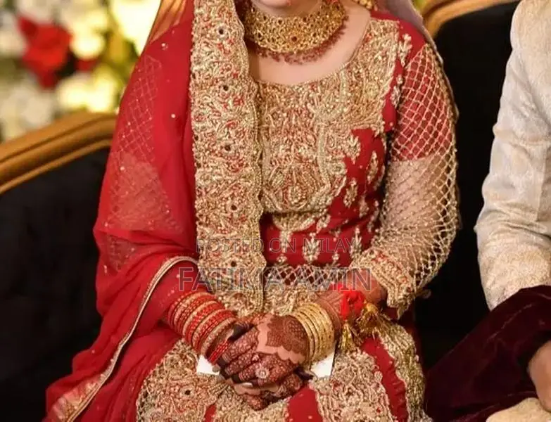 Red Chiffon Bridal Lehenga with Golden Embroidery