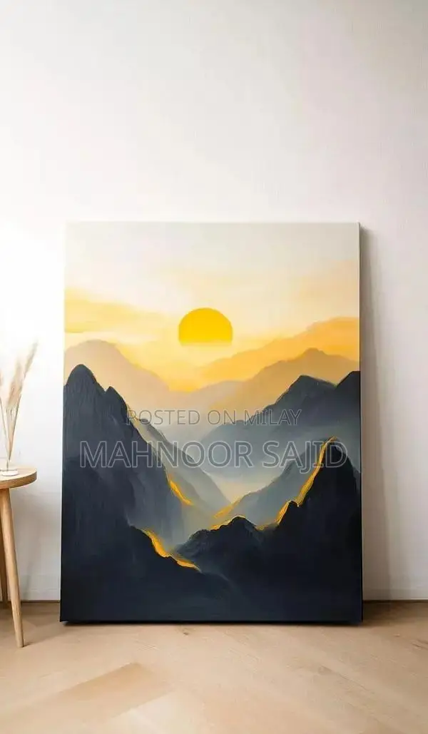 Sunset Mountain Landscape Acrylic Painting on Canvas