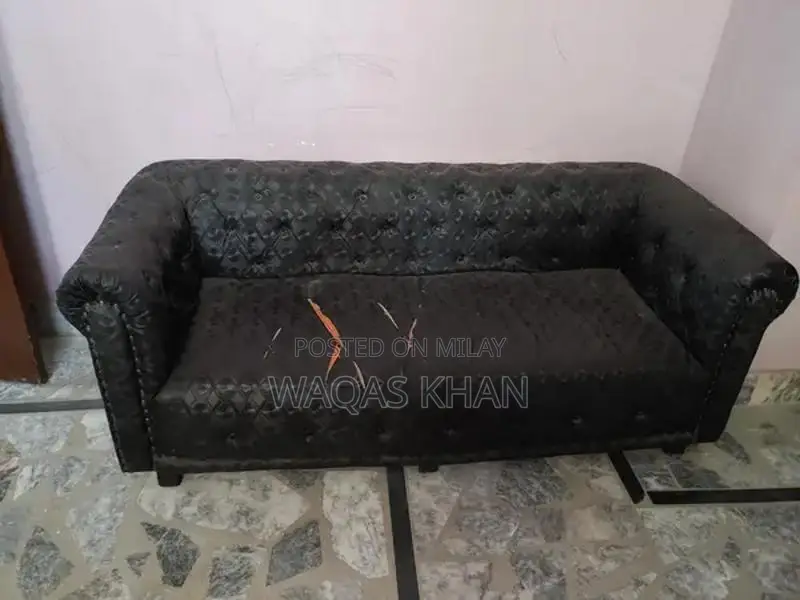 Black Double Bed with Two Side Tables