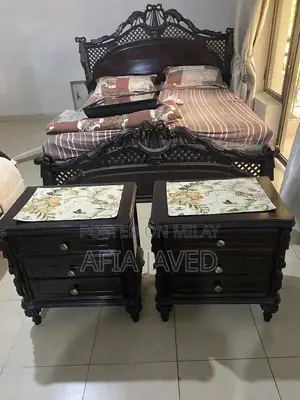 Full Wooden Bedroom Set with Mattress, Side Tables, and Dresser