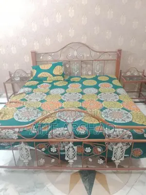Photo - King Size Metal Bed Frame with Matching Side Tables and Mattress
