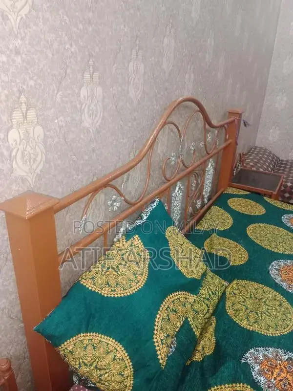 King Size Metal Bed Frame with Matching Side Tables and Mattress