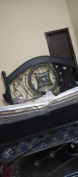 Iron Bed Set with Side Tables and Dressing Table