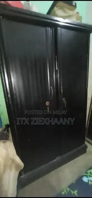 Photo - Black 2-Door Iron Wardrobe with Removable Shelves