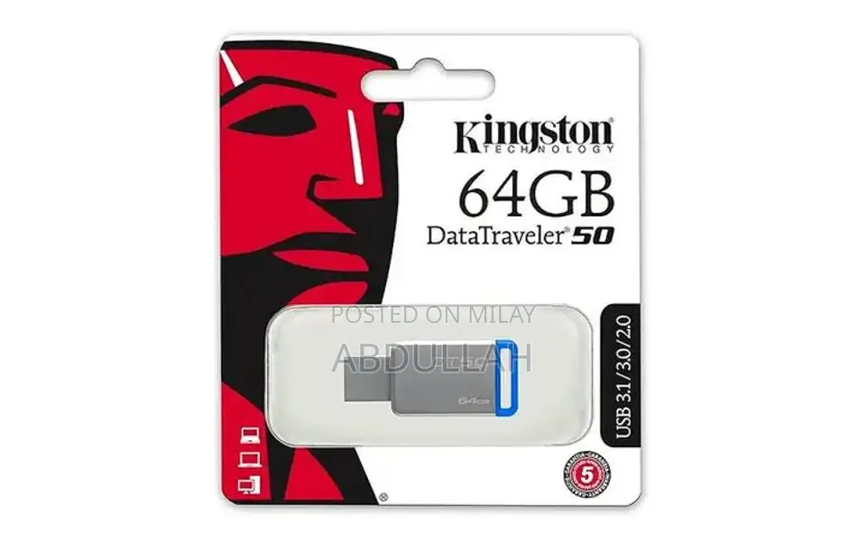 Kingston DT50 Metal USB Flash Drive 64GB High-Speed Storage