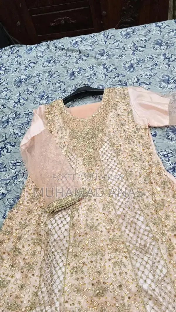 Elegant Bridal Maxi Dress with Tail Work - Special Occasion Gown