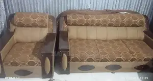 Comfortable Brown 5-Seater Sofa Set for Living Room