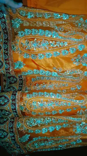 Orange Embroidered Maxi Dress with Detailed Measurements