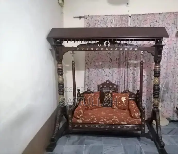 Traditional Chinioti Wooden Seating with Side Cushions