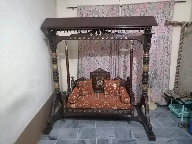 Traditional Chinioti Wooden Seating with Side Cushions