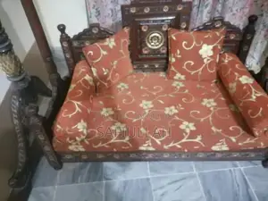 Traditional Chinioti Wooden Seating with Side Cushions