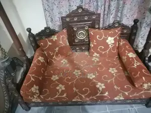Traditional Chinioti Wooden Seating with Side Cushions