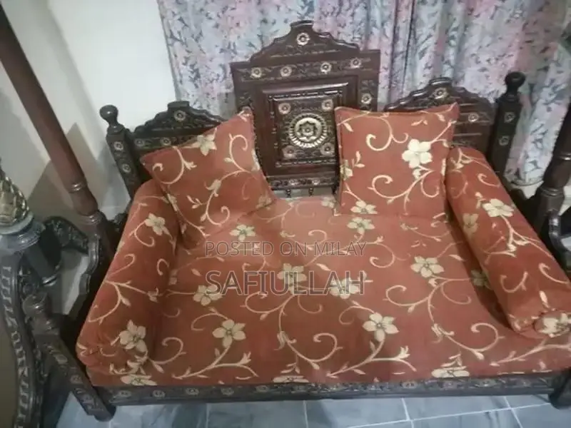 Traditional Chinioti Wooden Seating with Side Cushions
