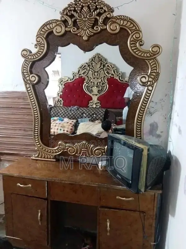 Wooden Dressing Table with Side Tables - Elegant Bedroom Furniture