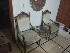 Wooden Coffee Chairs with Side Tables and Dikko Paint Finish