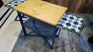 Modern Coffee Table with Tile Floor and CNC Iron Tray Design