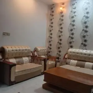 Golden 6-Seater Sofa with Elegant Wooden Frame