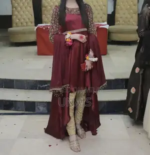 Elegant Mehroon Silk Dress with Handmade Sleeve Detailing